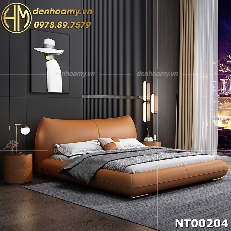 Giường ngủ bọc da cao cấp phong cách Châu âu NT00204