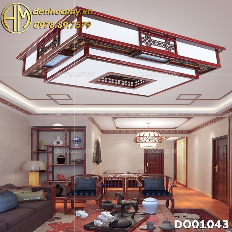 Đèn ốp gỗ trang trí nội thất phong cách Trung Hoa DO01043