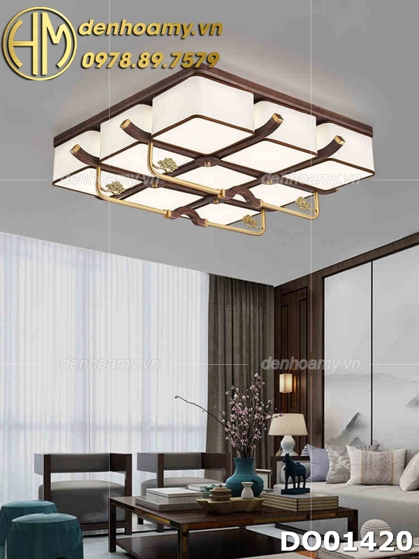 Đèn ốp trần gỗ trang trí nội thất phong cách Trung Hoa DO01420